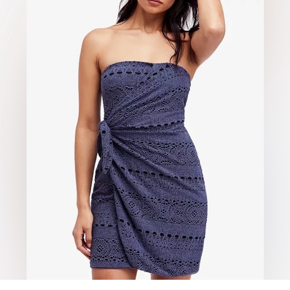 Free People Oceanside strapless crochet mini dress size small